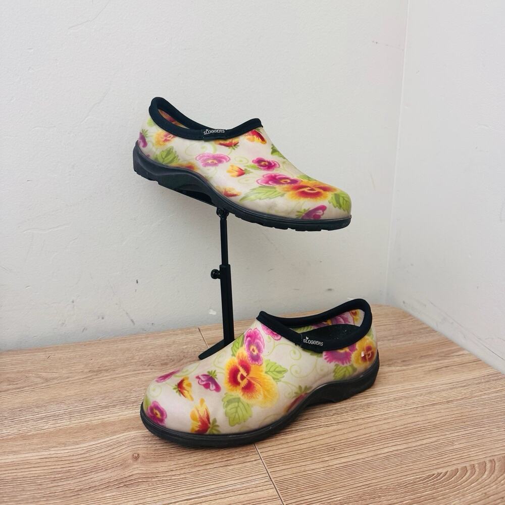 Sloggers White Floral Waterproof Rain Shoes Women’s Size 8